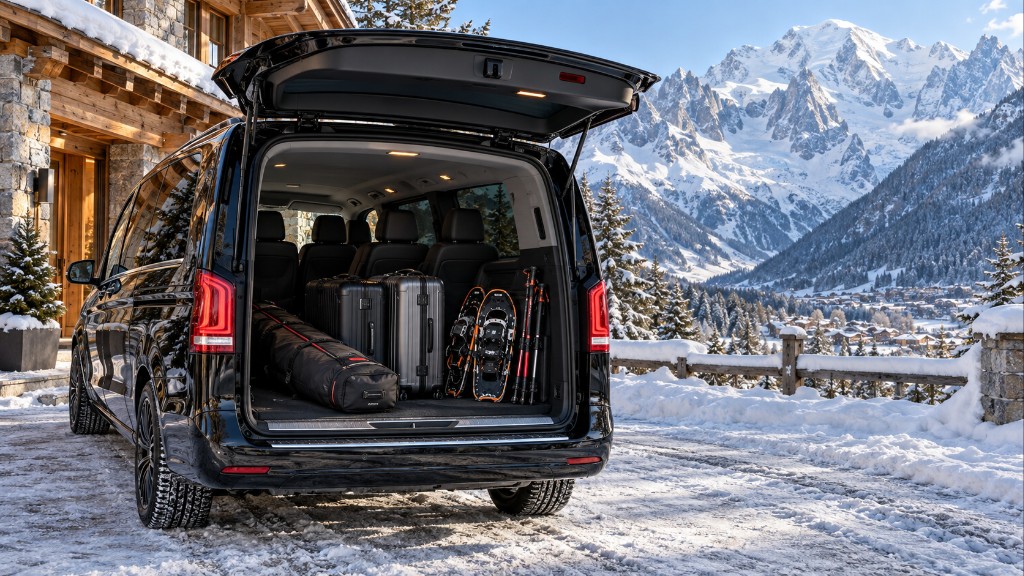 Private van with sports equipment 
