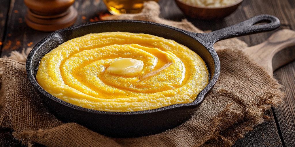 Polenta and regional cheese served in Courmayeur