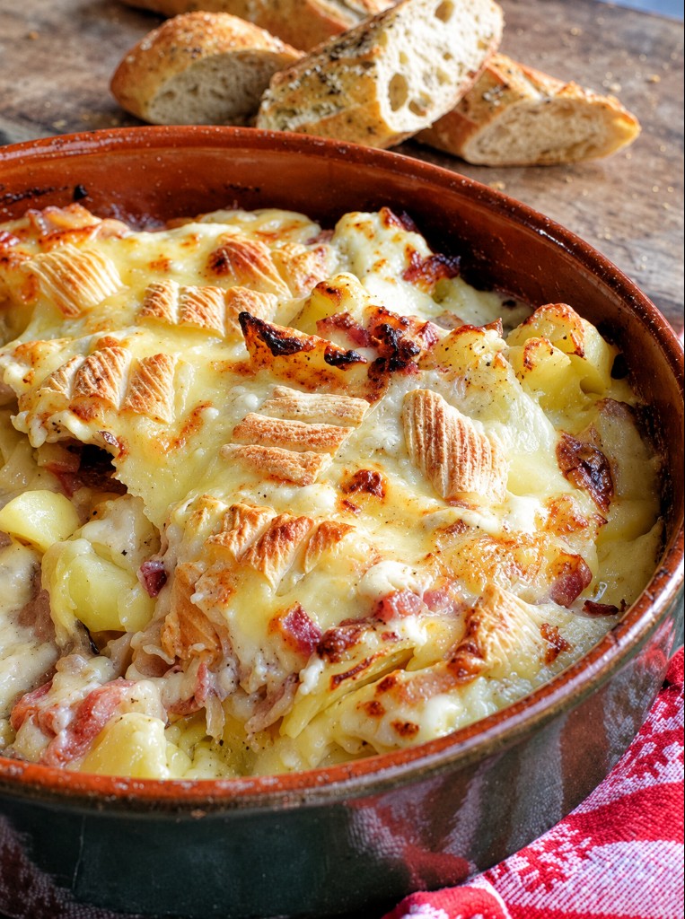  Savoyard tartiflette served in Val d’Isère. 