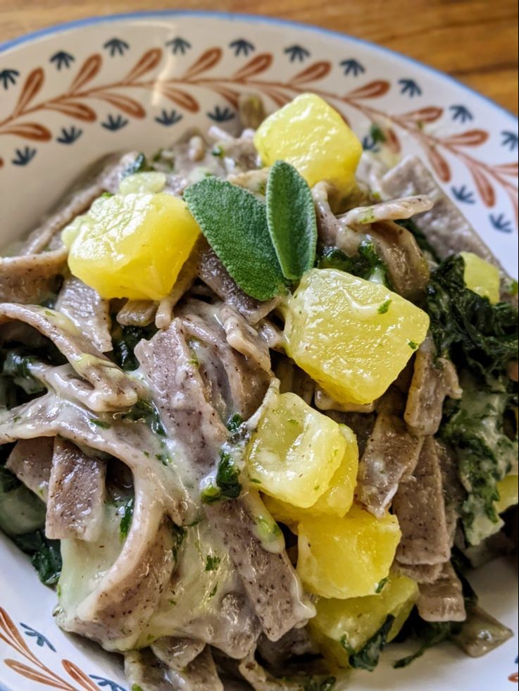 Traditional Valtellina pizzoccheri served in Livigno.