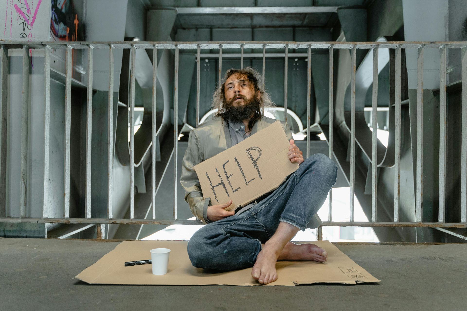Man begging for charity